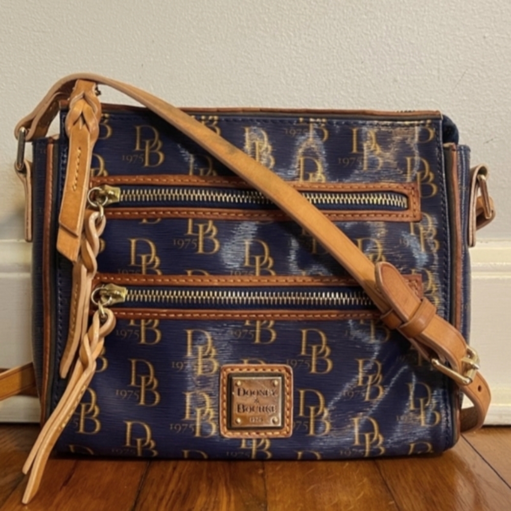 Dooney & Bourke Blue and Tan Crossbody Bag